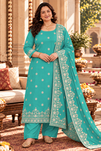 Mrinal Firozi Jacquard Silk Suit