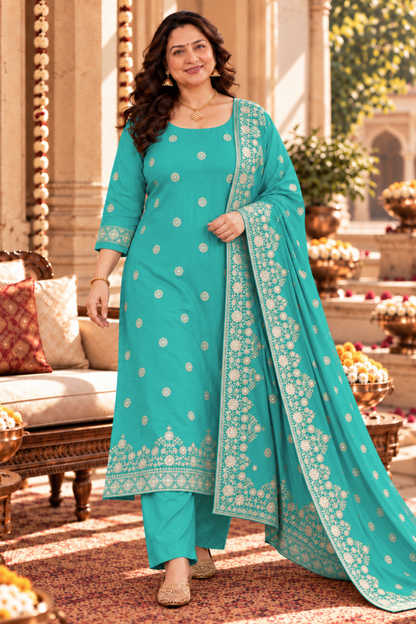 Mrinal Firozi Jacquard Silk Suit
