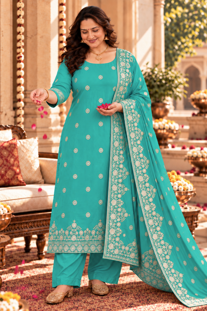 Mrinal Firozi Jacquard Silk Suit