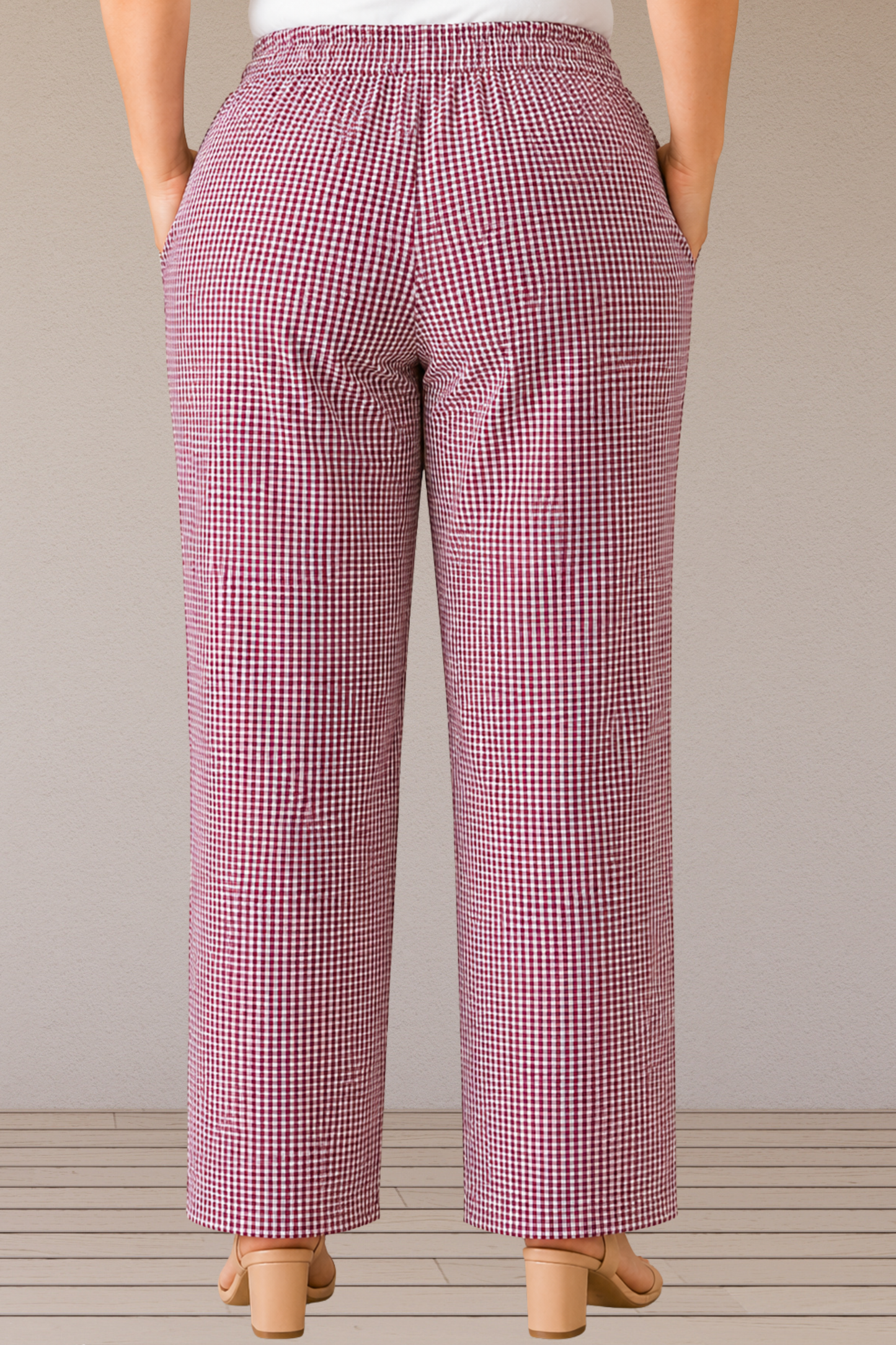 Mulberry Check Cotton Pant Palazzo