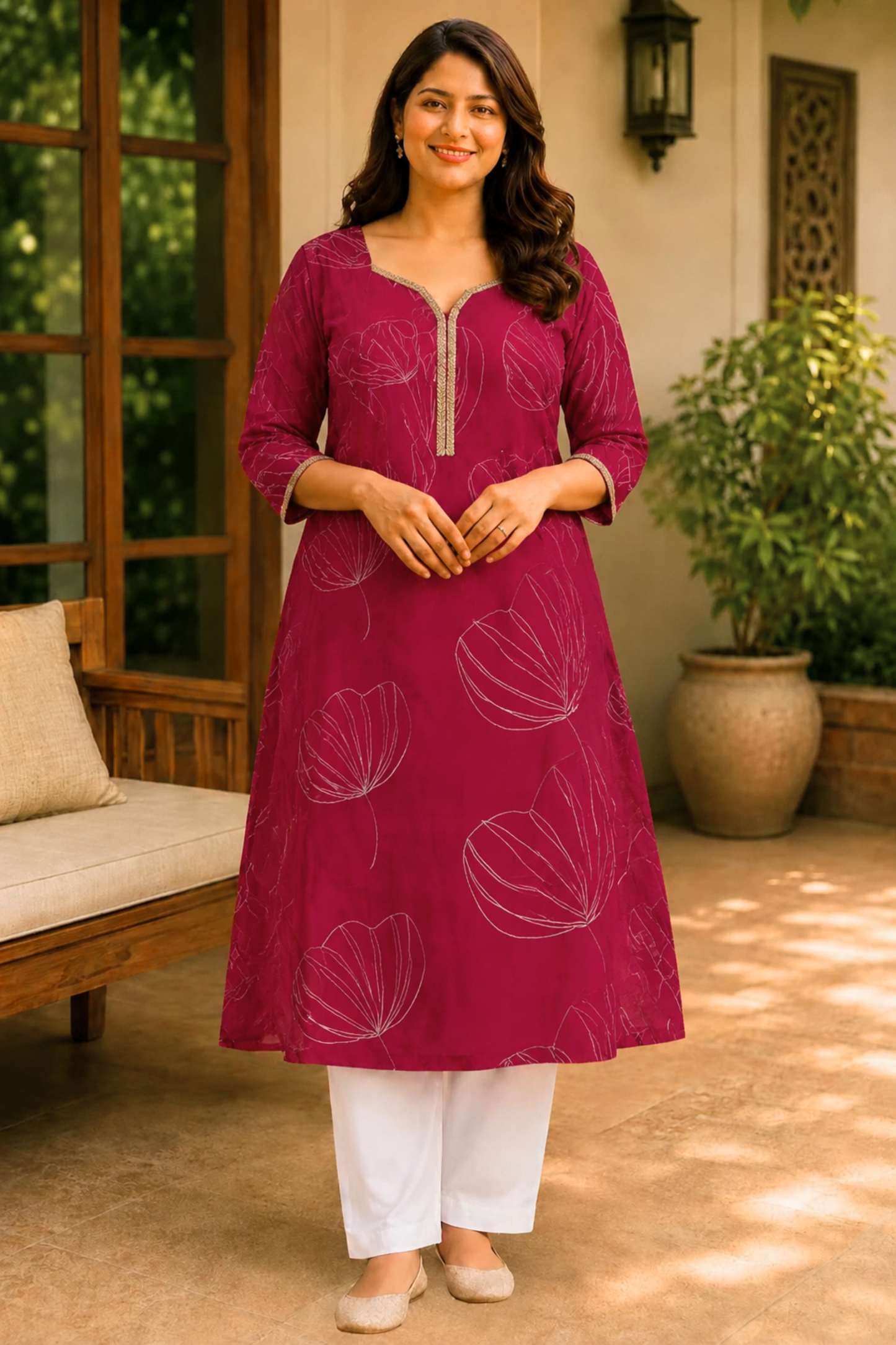 Mulberry Pink A-Line Kurta