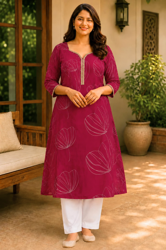 Mulberry Pink A-Line Kurta