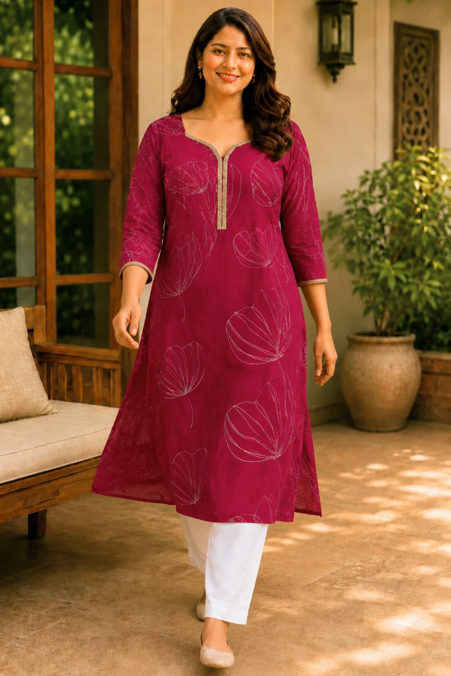 Mulberry Pink A-Line Kurta