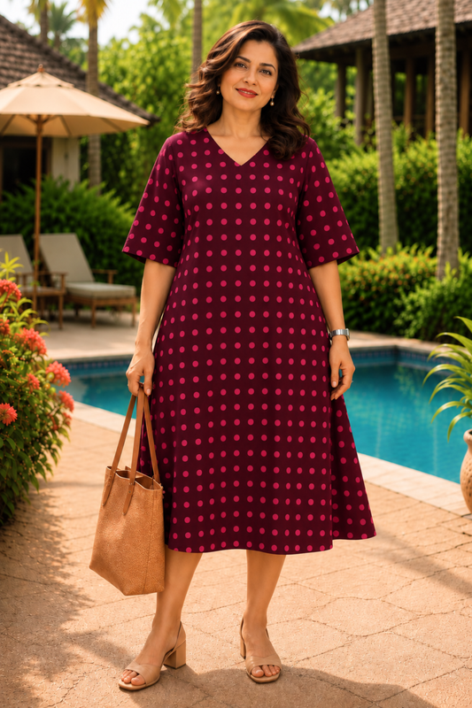 Mulberry Pop Printed Dress With Pockets