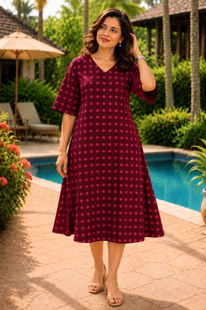 Mulberry Pop Printed Dress With Pockets