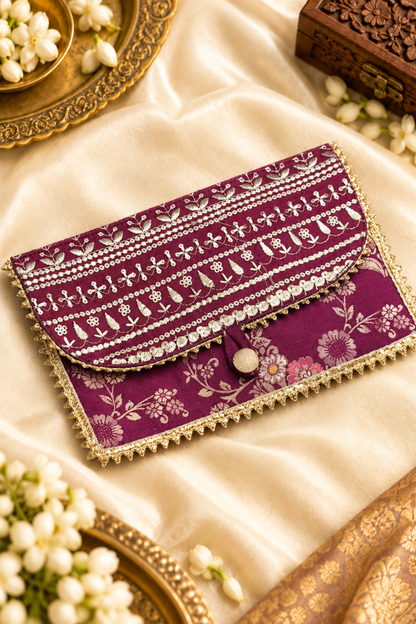 Mulberry Velvet Handcrafted Shagun Envelope