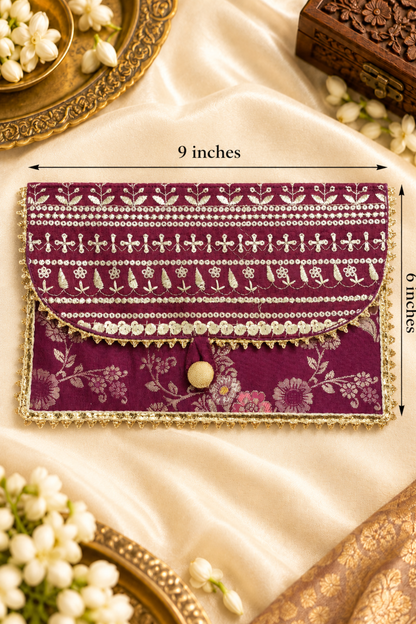 Mulberry Velvet Handcrafted Shagun Envelope