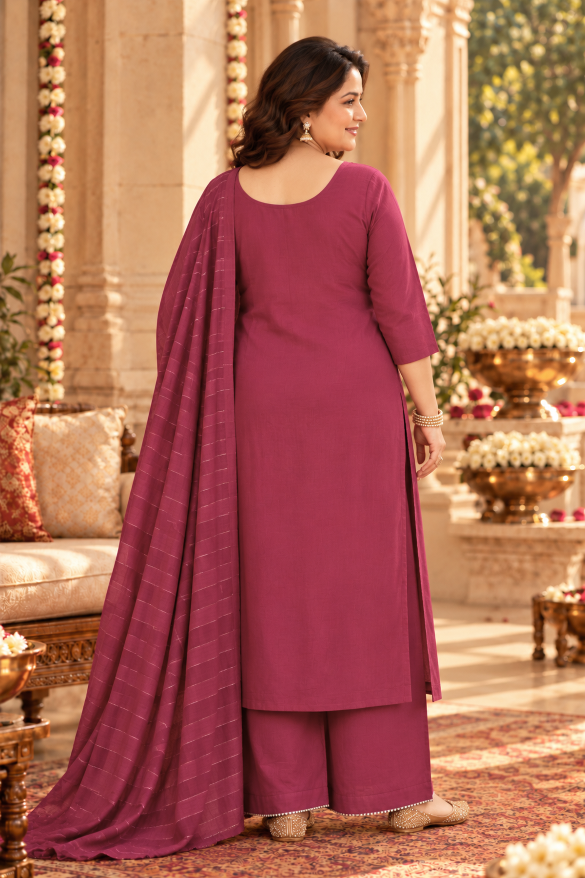 Mulberry Wine Jacquard Linen Suit