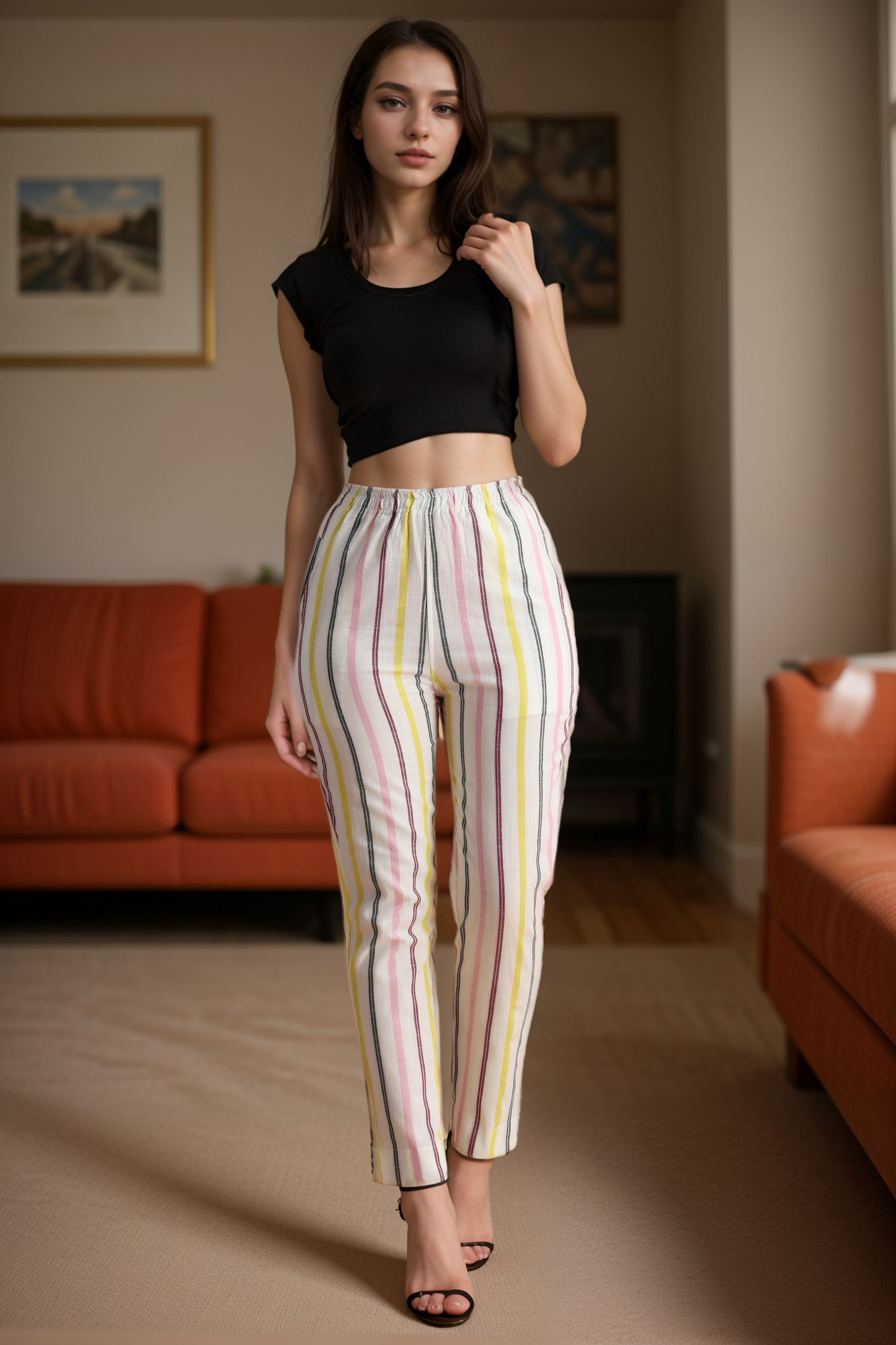 Buy Plus Size ​Musical Dance Striped Palazzo At Apella | Sizes XS to 10 XL | India | Free Delivery | Customized