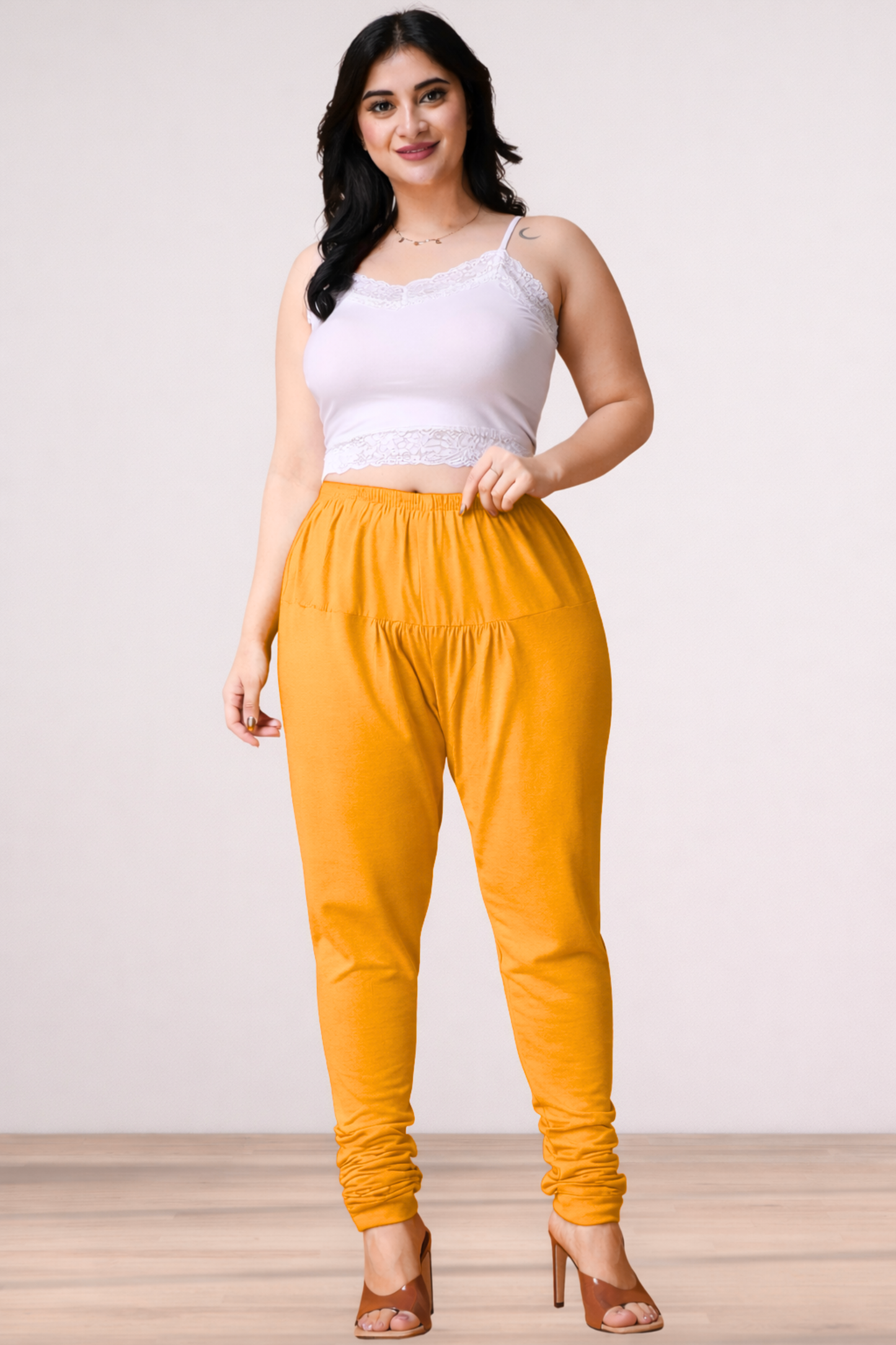 Mustard Cotton Churidar Pants
