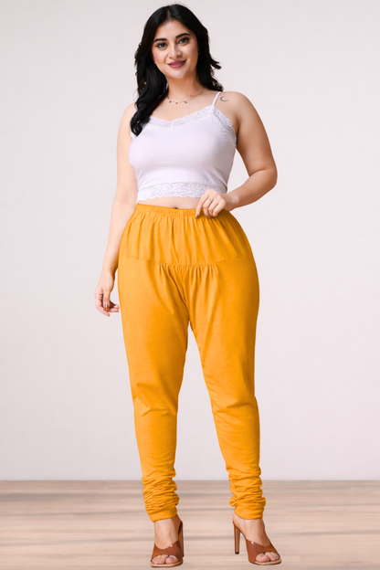 Mustard Cotton Churidar Pants