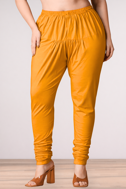 Mustard Cotton Churidar Pants