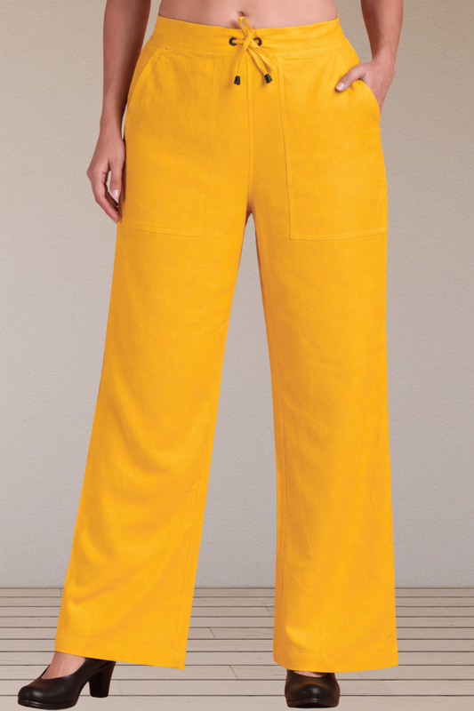 Mustard Cotton Linen Flared Pant
