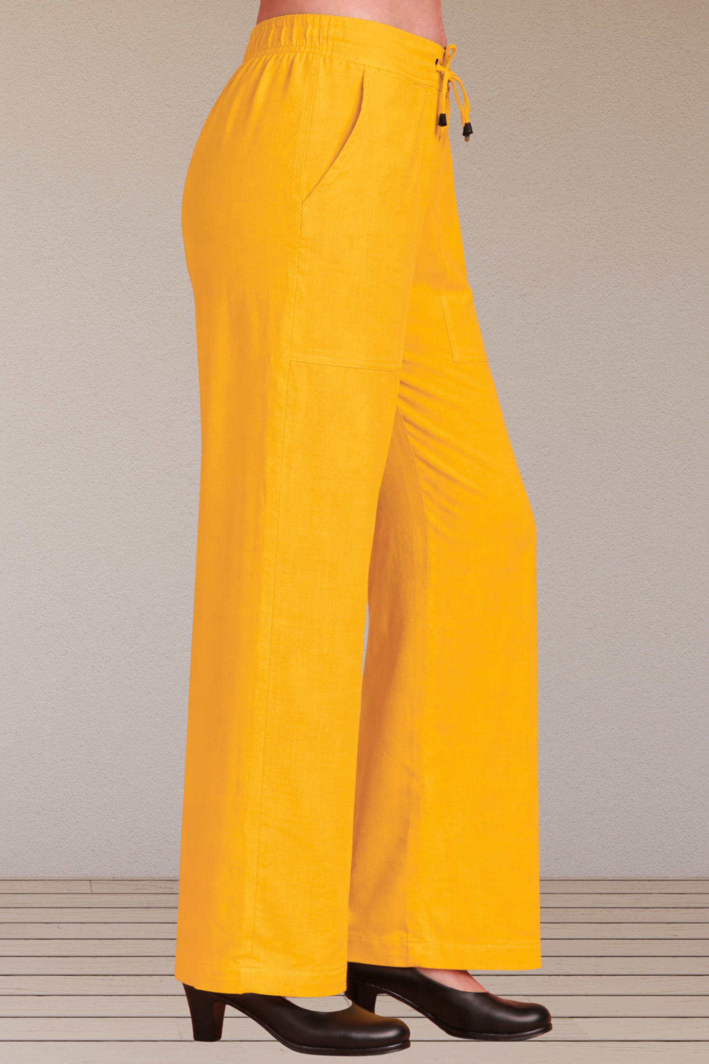 Mustard Cotton Linen Flared Pant
