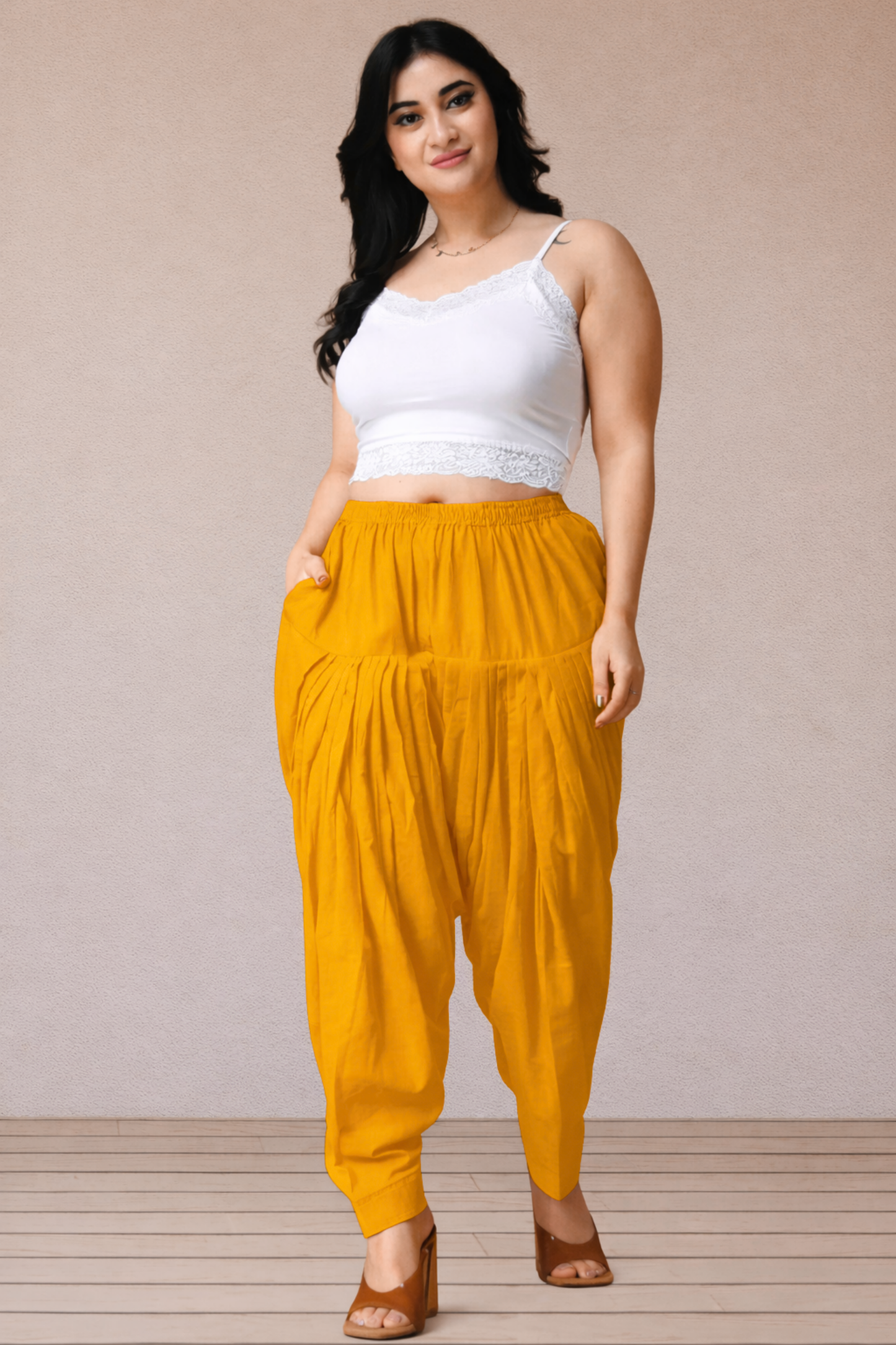 Mustard Cotton Patiala Salwar