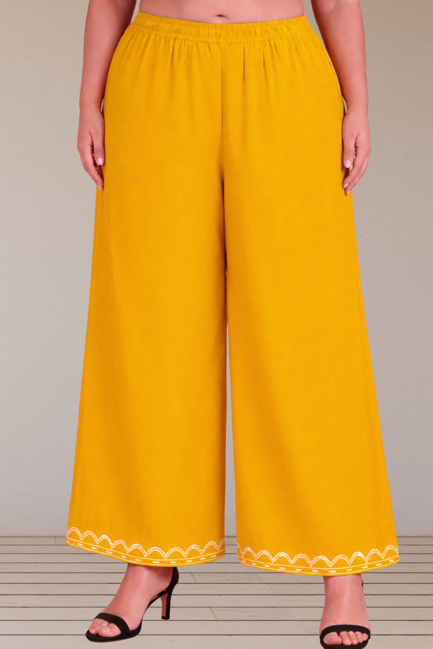 Mustard Detailed Rayon Palazzo