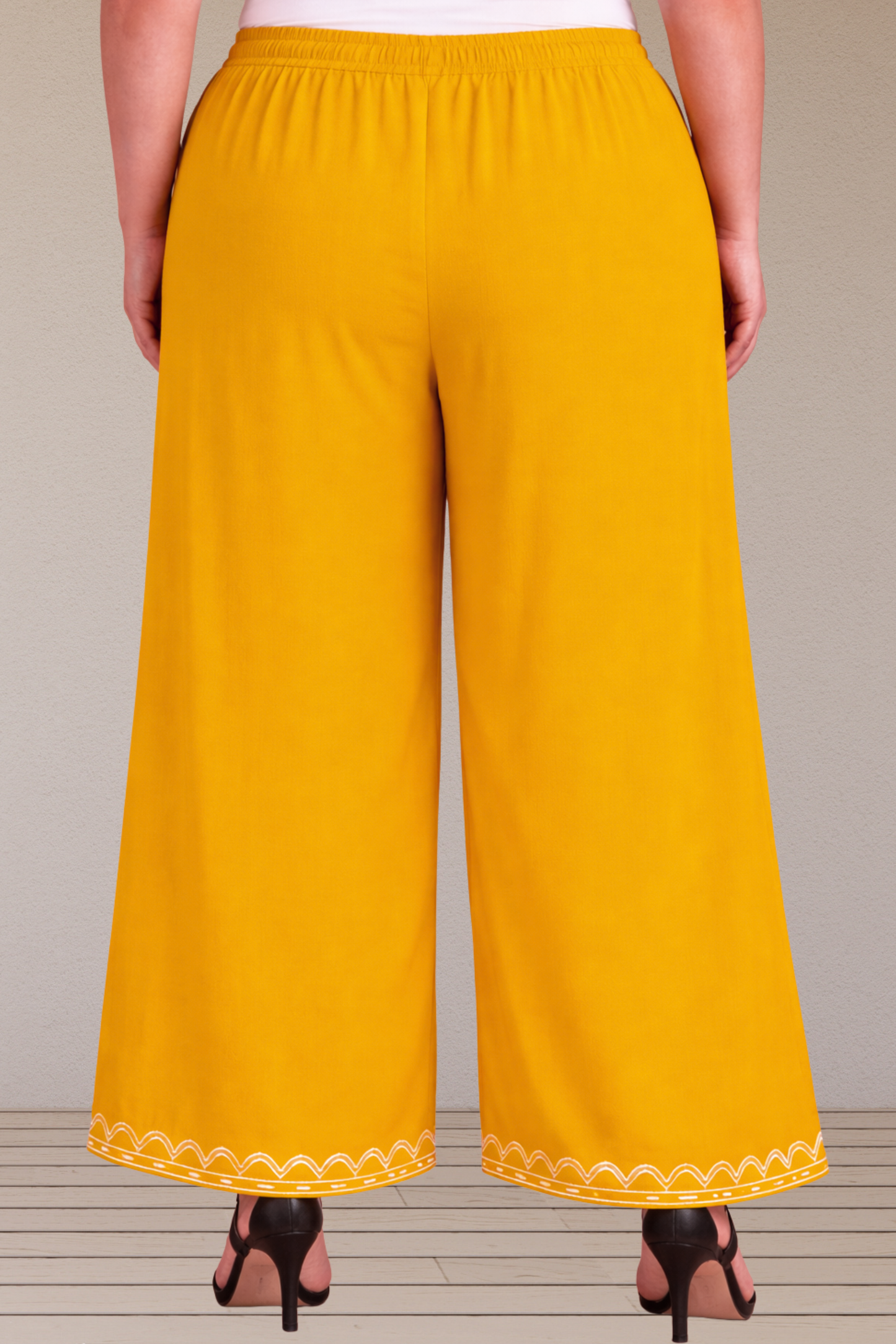 Mustard Detailed Rayon Palazzo