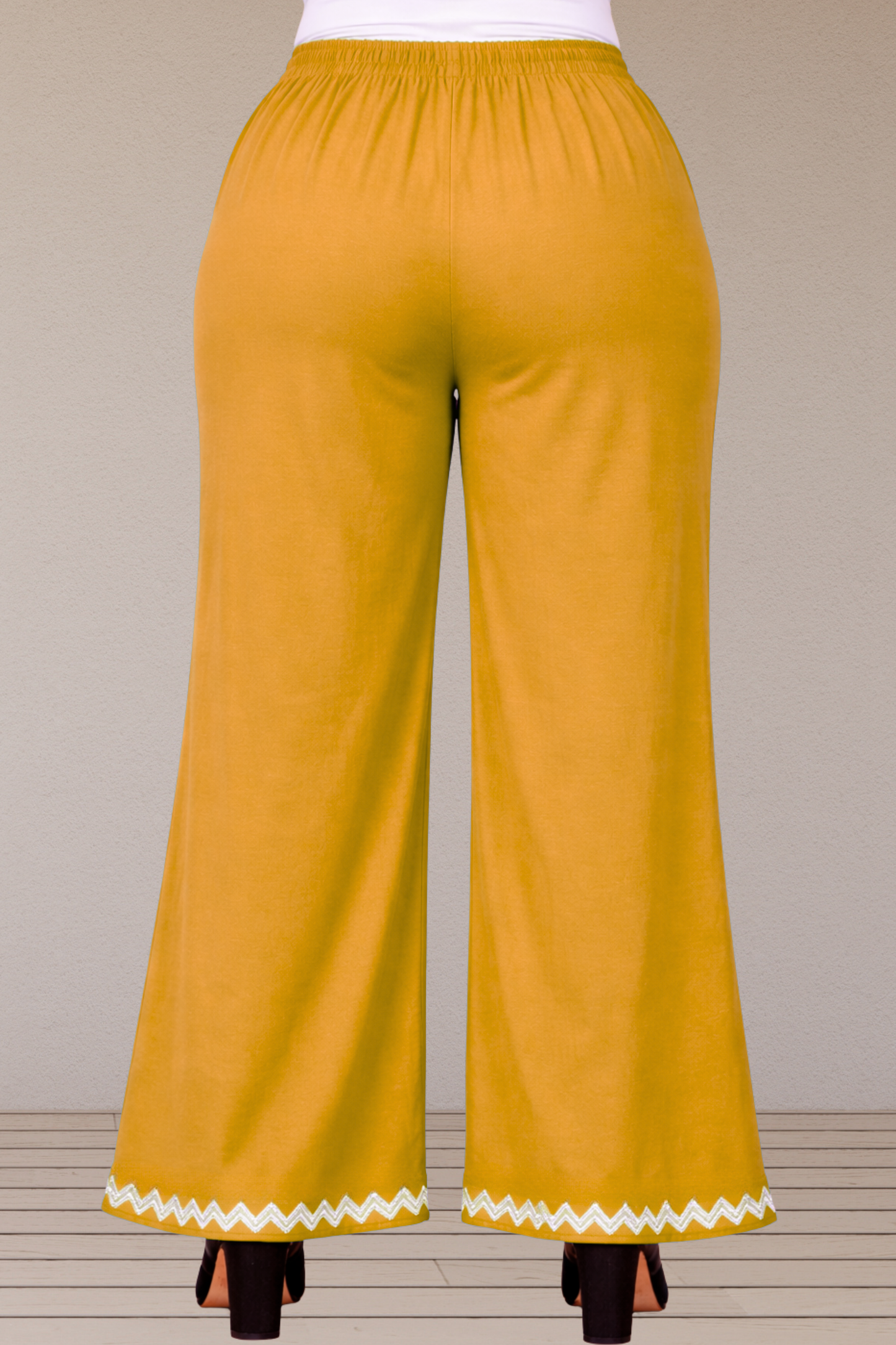 Mustard Embellished Cotton Palazzo