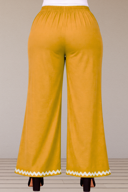 Mustard Embellished Cotton Palazzo