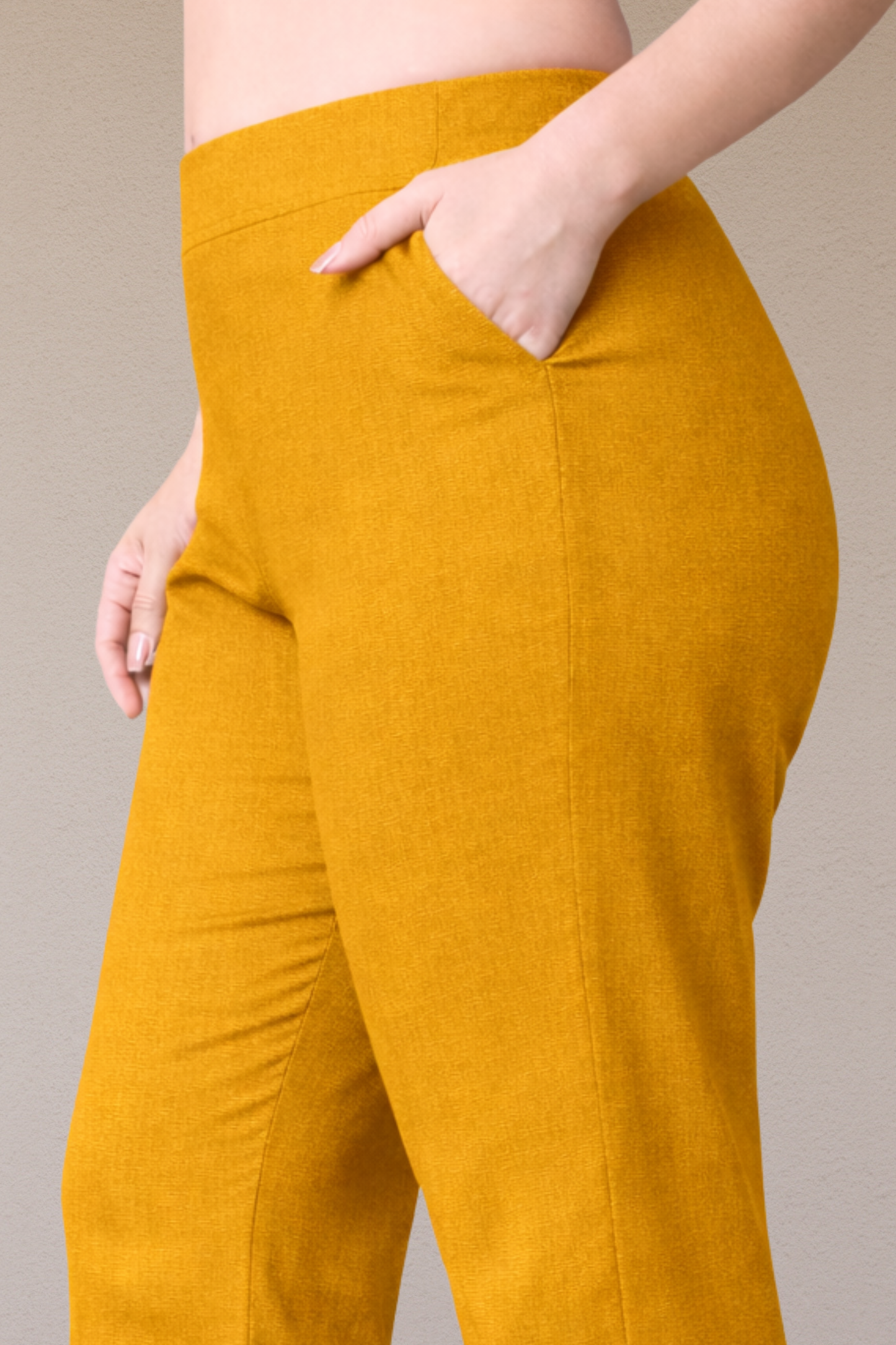 Mustard Flared Slub Pants