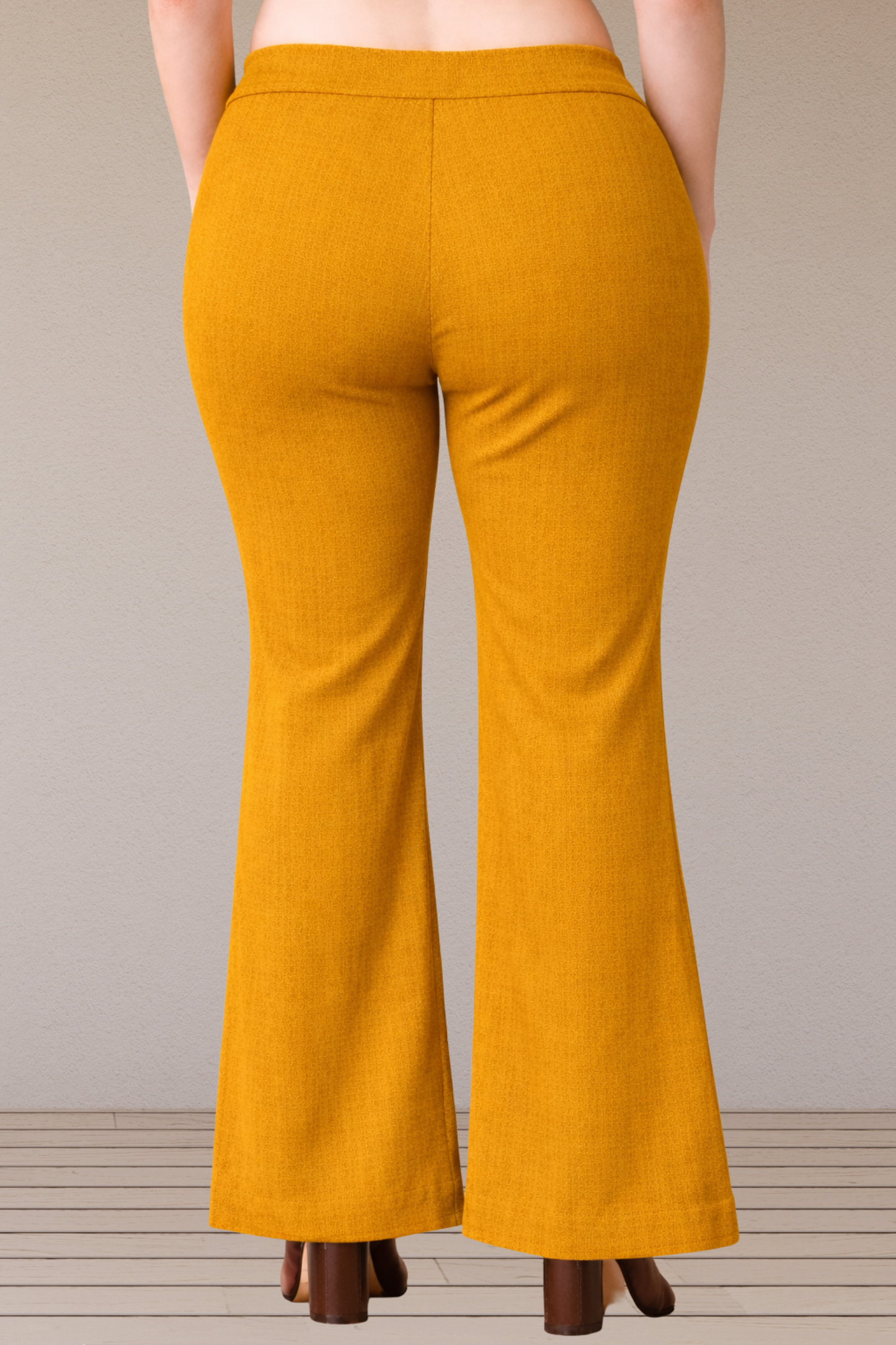 Mustard Flared Slub Pants