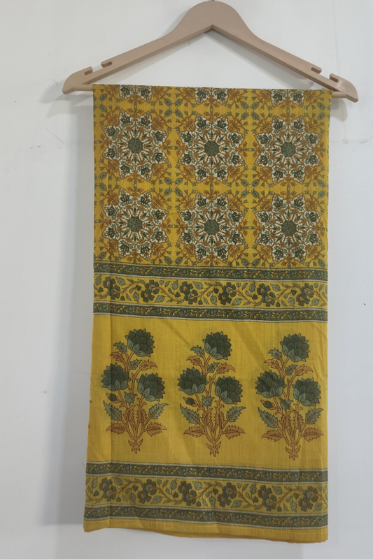 Yellowish Floral Cotton Dupatta