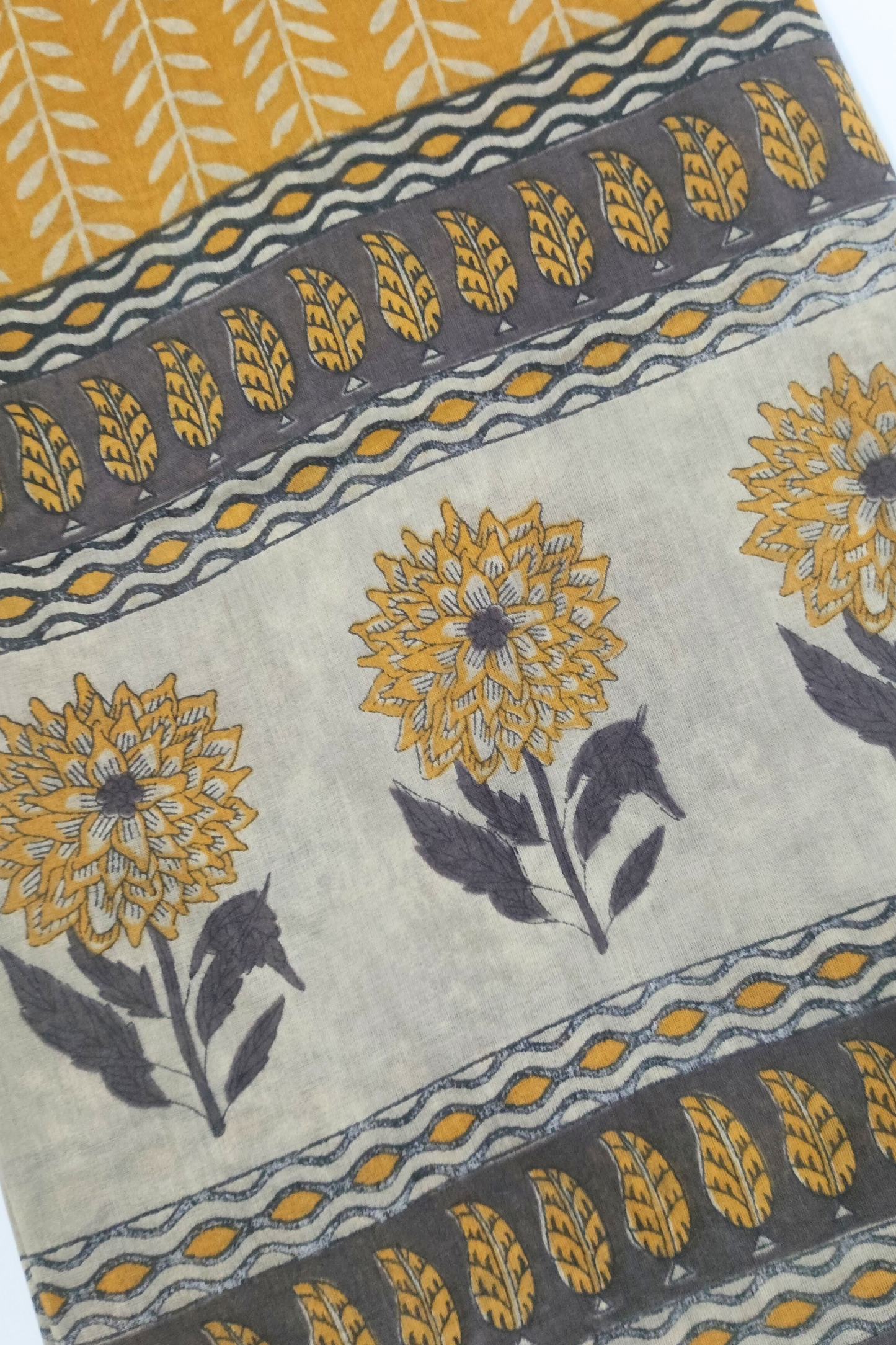 Mustard Floral Cotton Dupatta