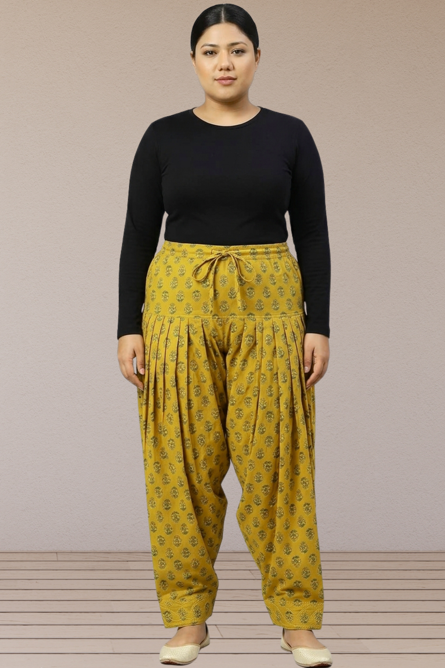 Mustard Floral Cotton Salwar