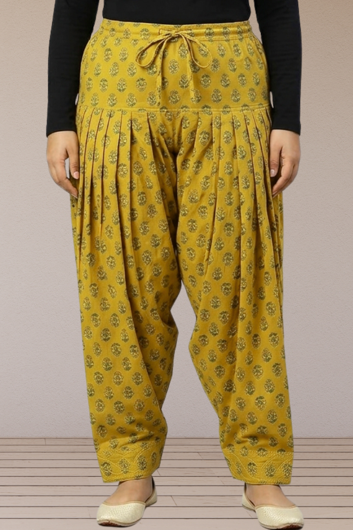 Mustard Floral Cotton Salwar