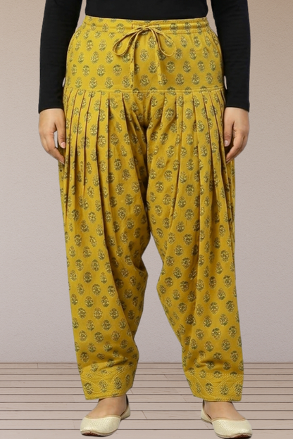 Mustard Floral Cotton Salwar