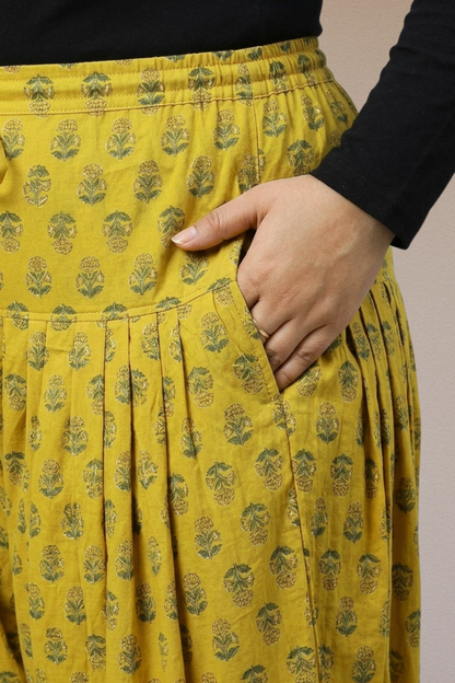 Mustard Floral Cotton Salwar