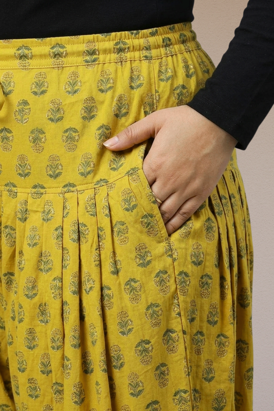 Mustard Floral Cotton Salwar