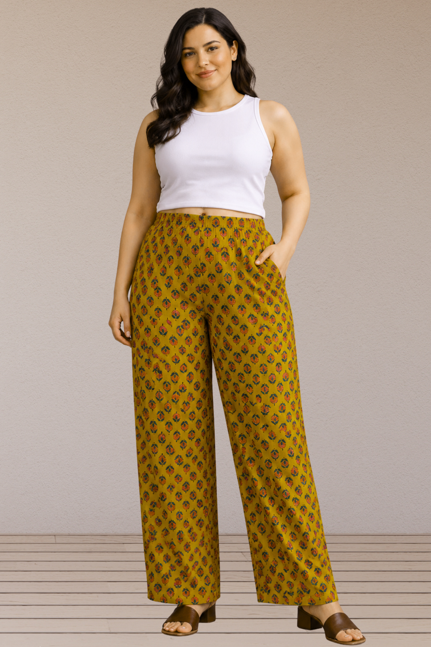 Mustard Meadow Cotton Palazzo