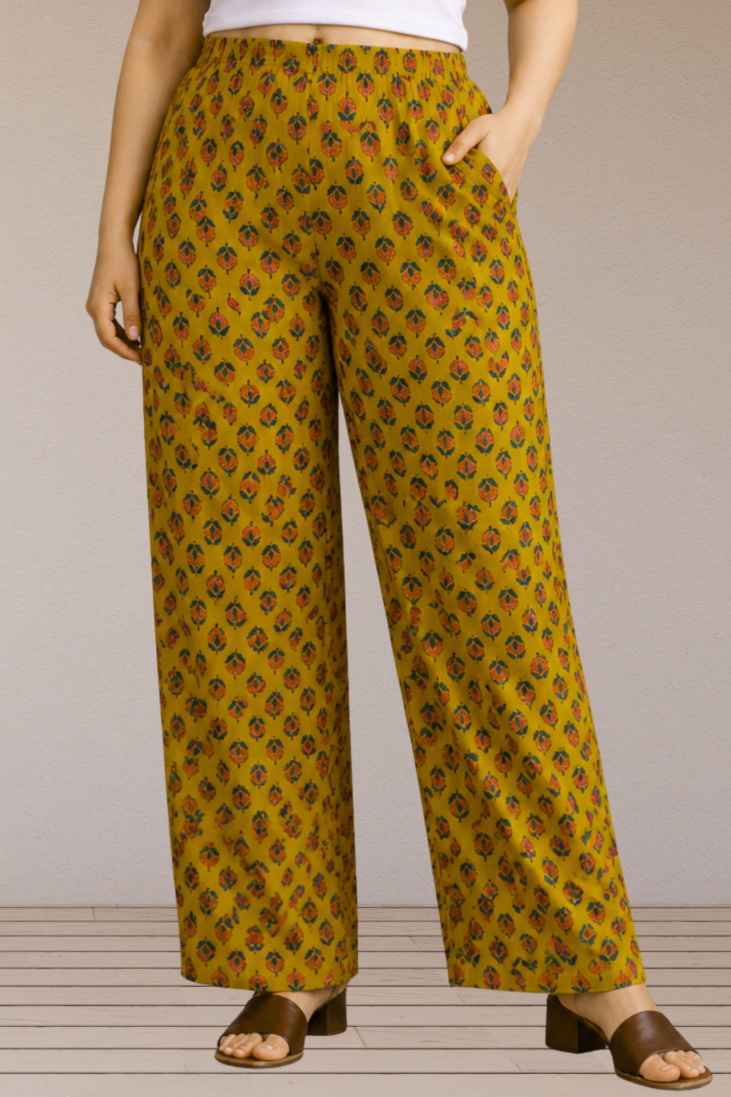 Mustard Meadow Cotton Palazzo