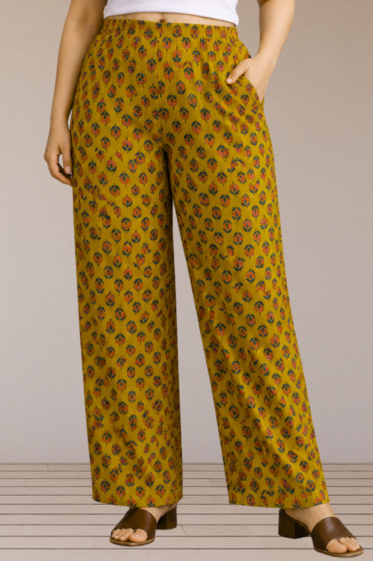 Mustard Meadow Cotton Palazzo