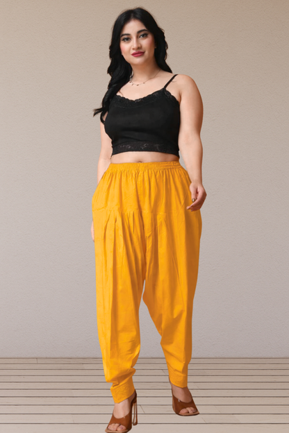 Mustard Classic Cotton Salwar With Pocket