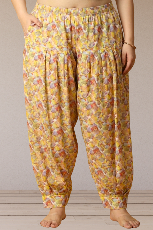Mustard Print Afghani Salwar