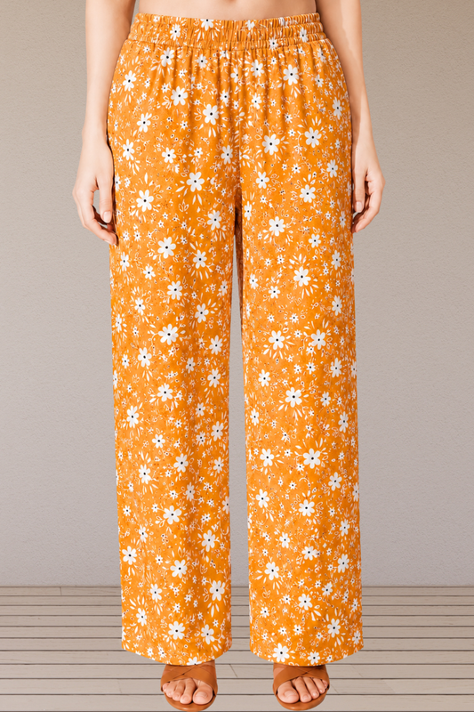 Mustard Printed Cotton Palazzo