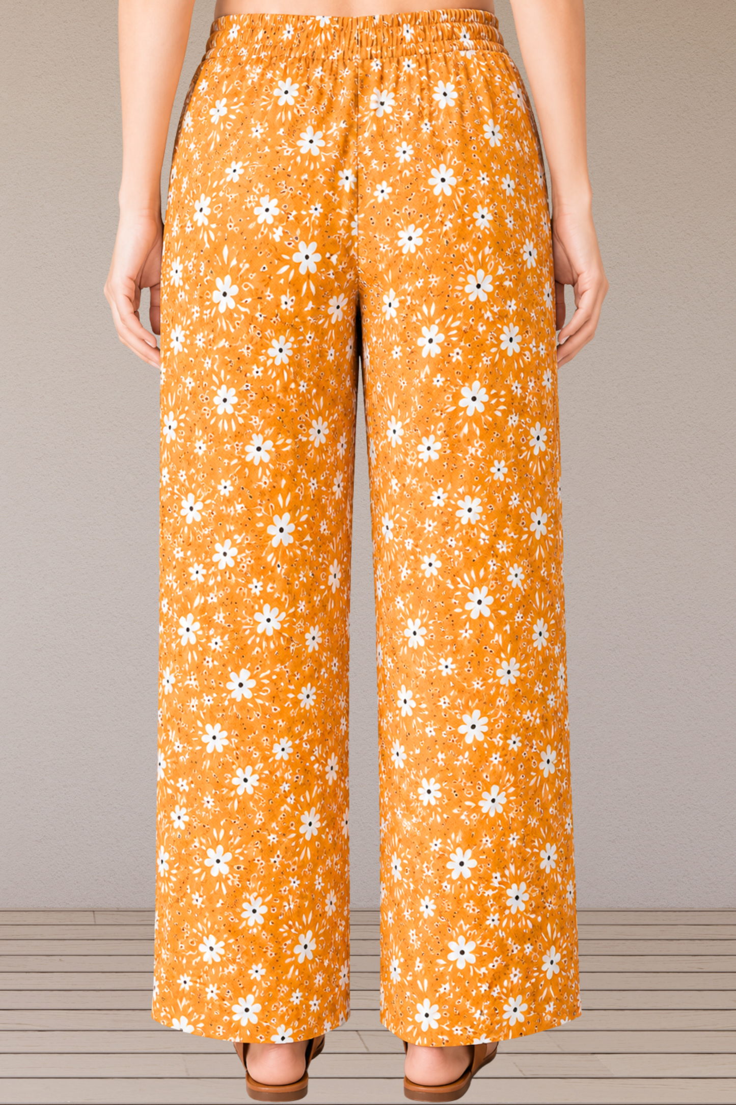 Mustard Printed Cotton Palazzo
