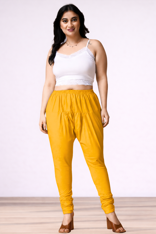 Mustard Rayon Churidar Pants