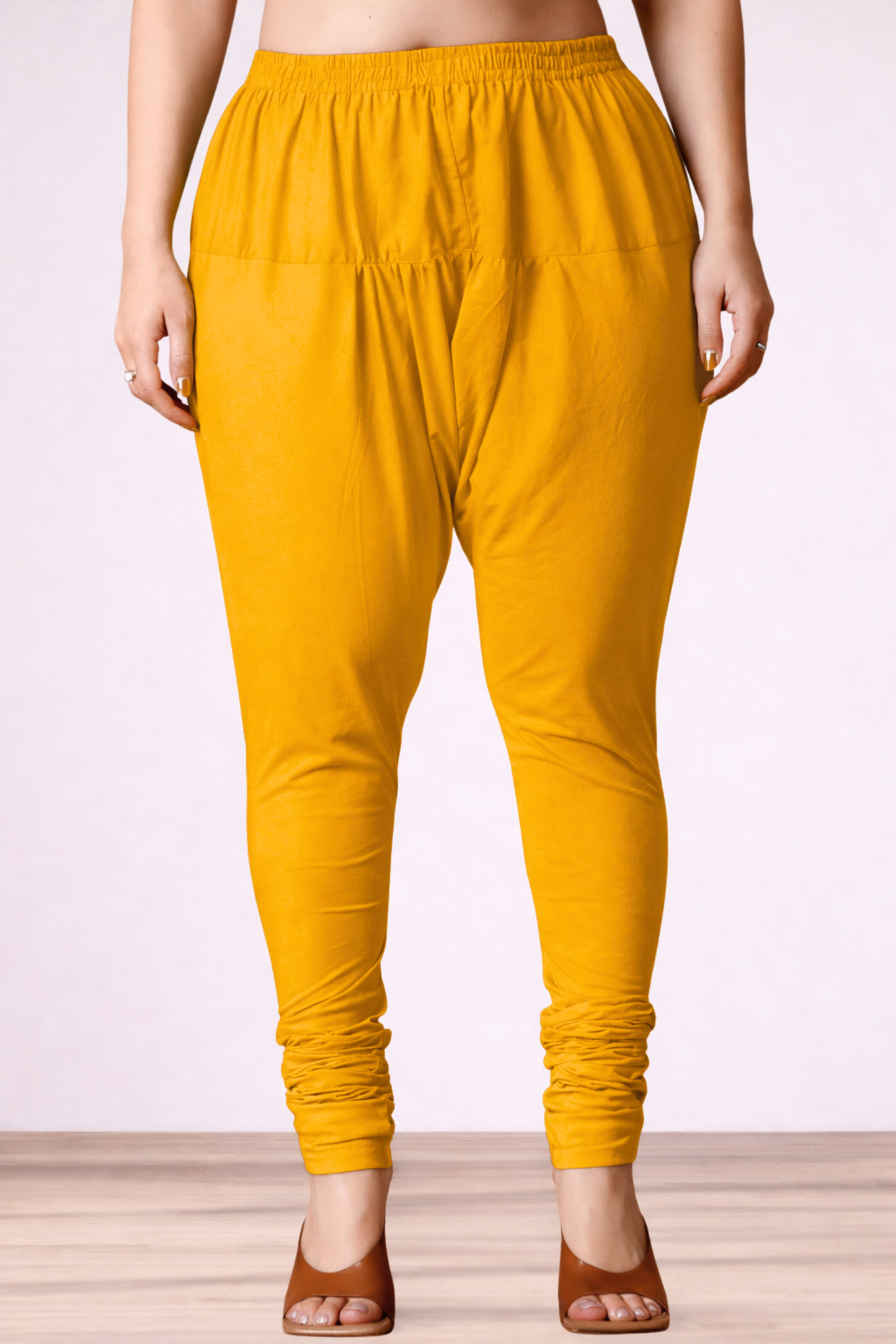 Mustard Rayon Churidar Pants