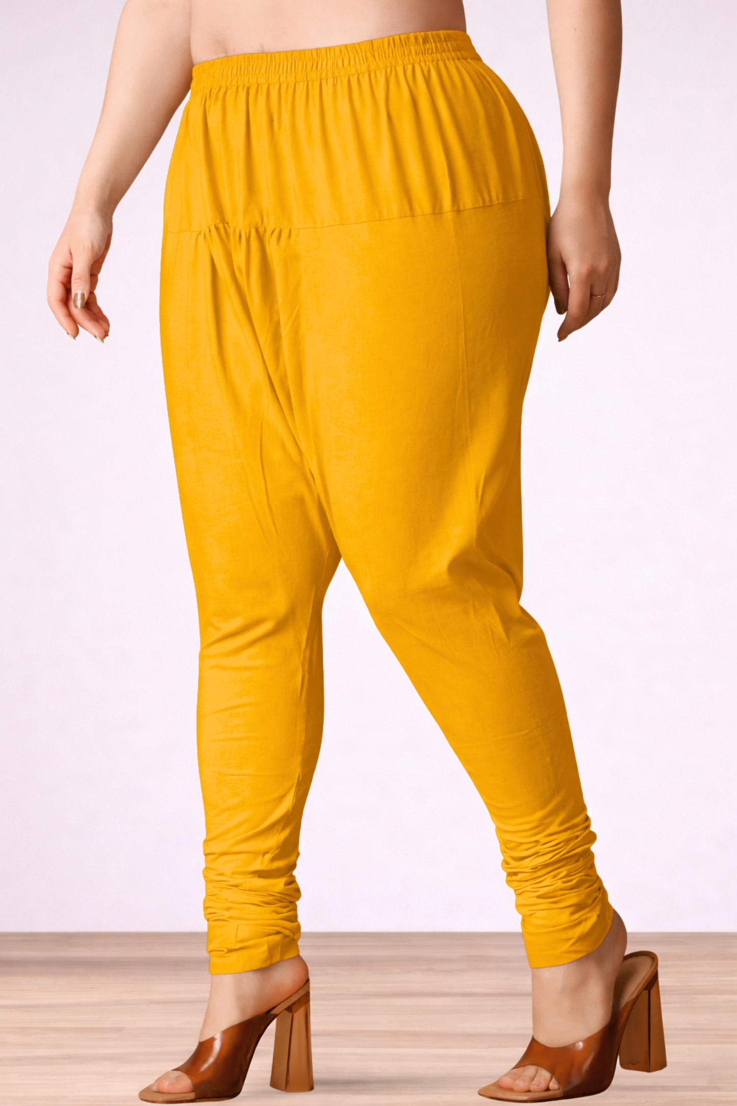 Mustard Rayon Churidar Pants
