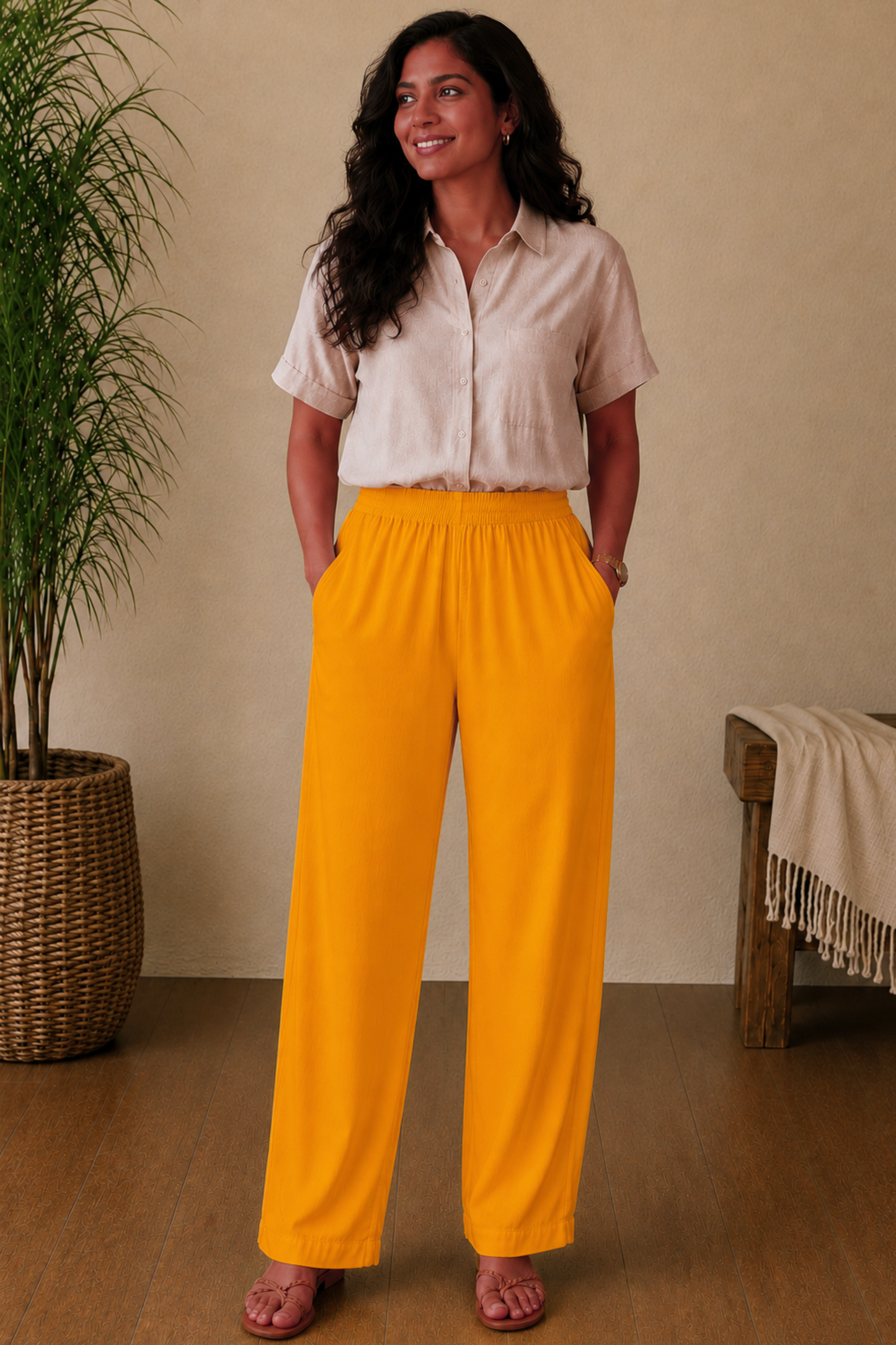 Mustard Rayon Kurti Pant
