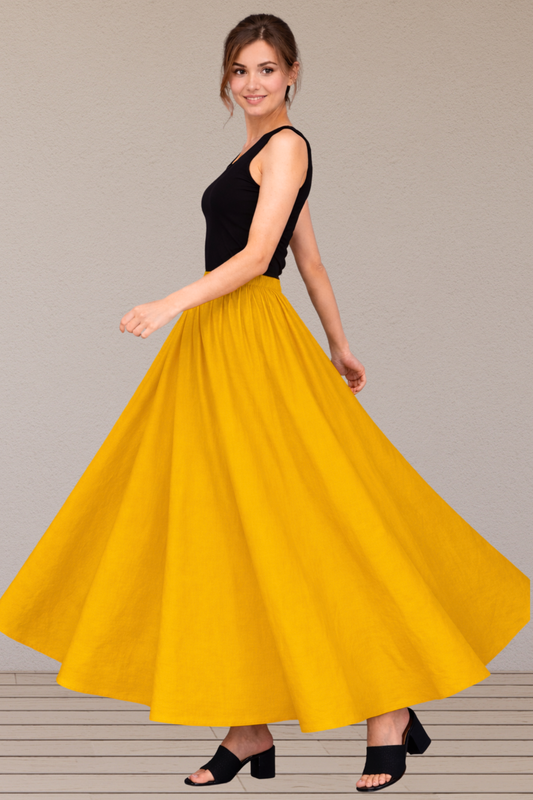 Mustard Rayon Long Skirt