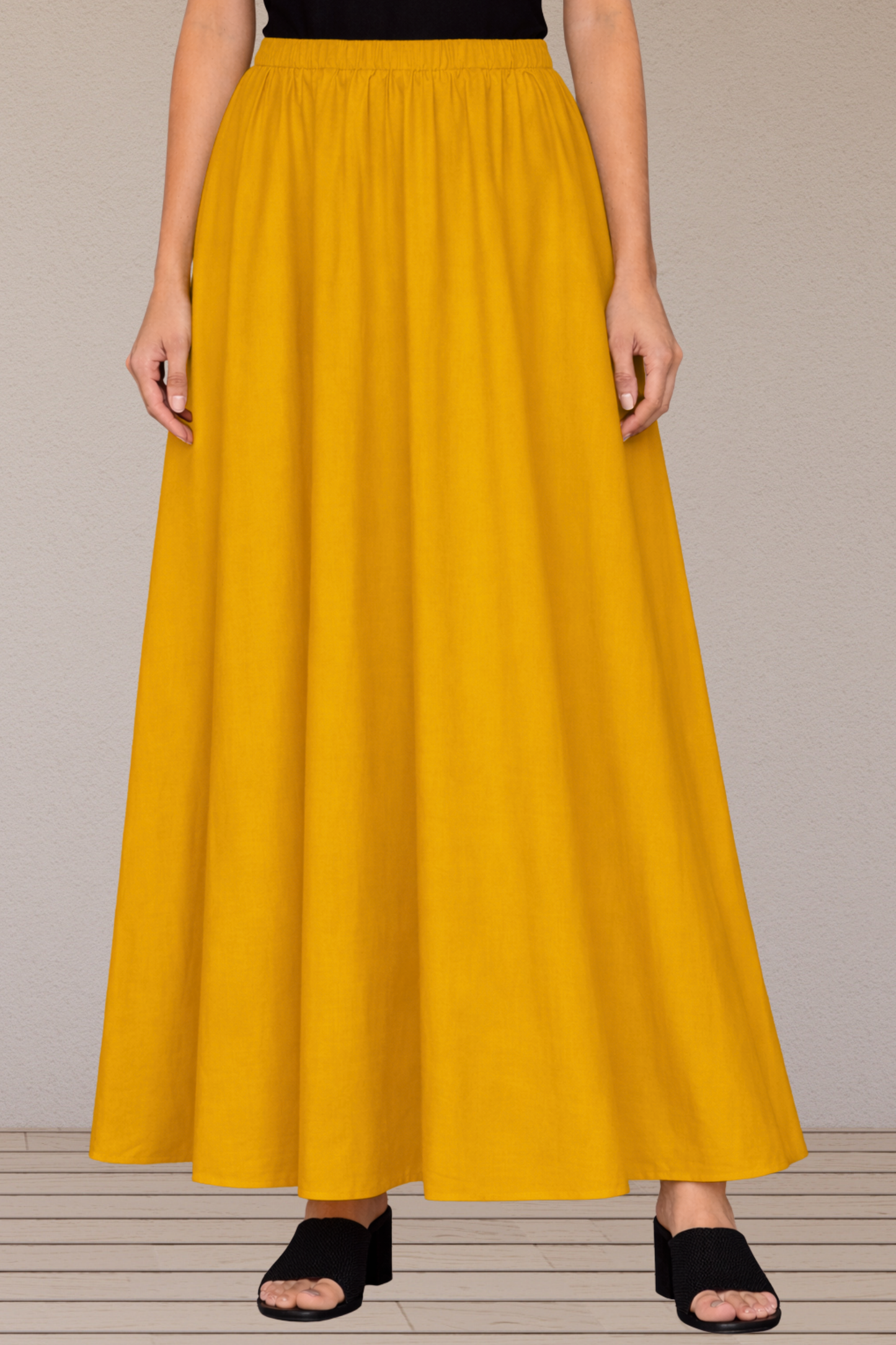 Mustard Rayon Long Skirt