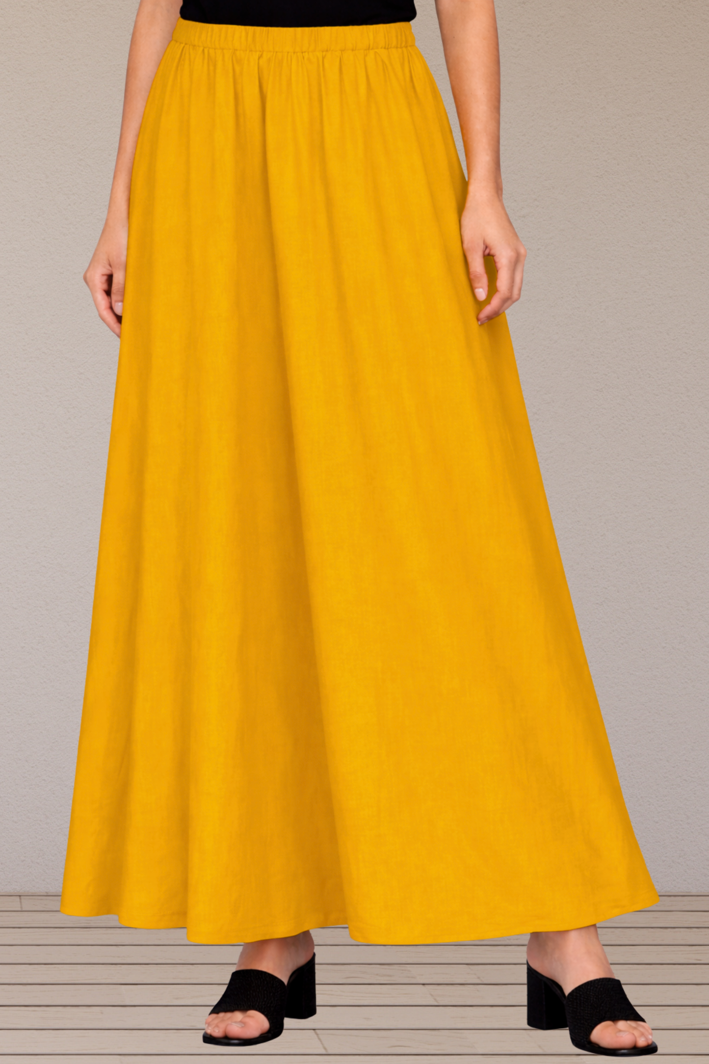 Mustard Rayon Long Skirt