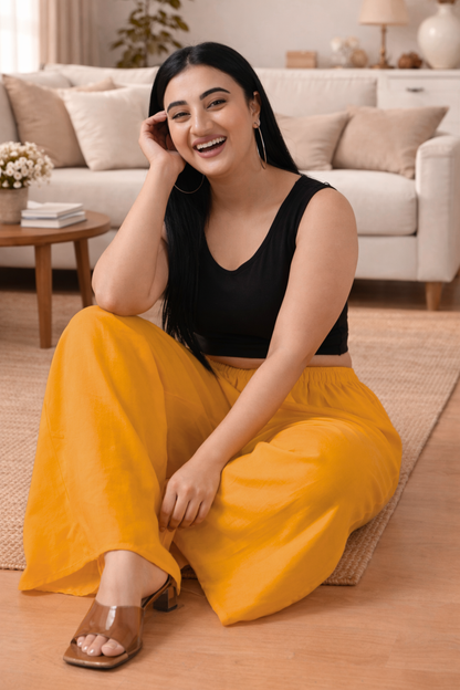 Mustard Rayon Loose Palazzo