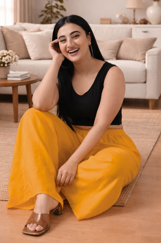 Mustard Rayon Loose Palazzo