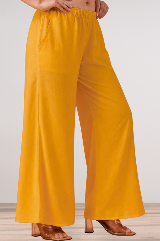Mustard Rayon Loose Palazzo