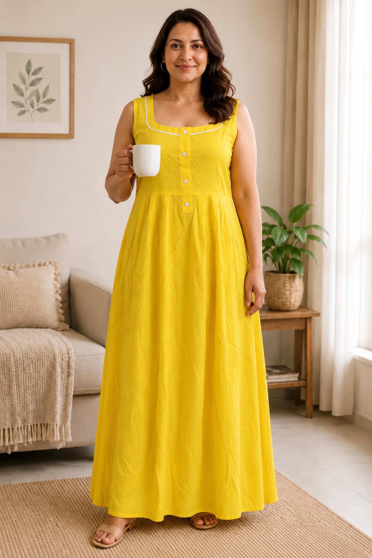 Mustard Rayon Night Gown